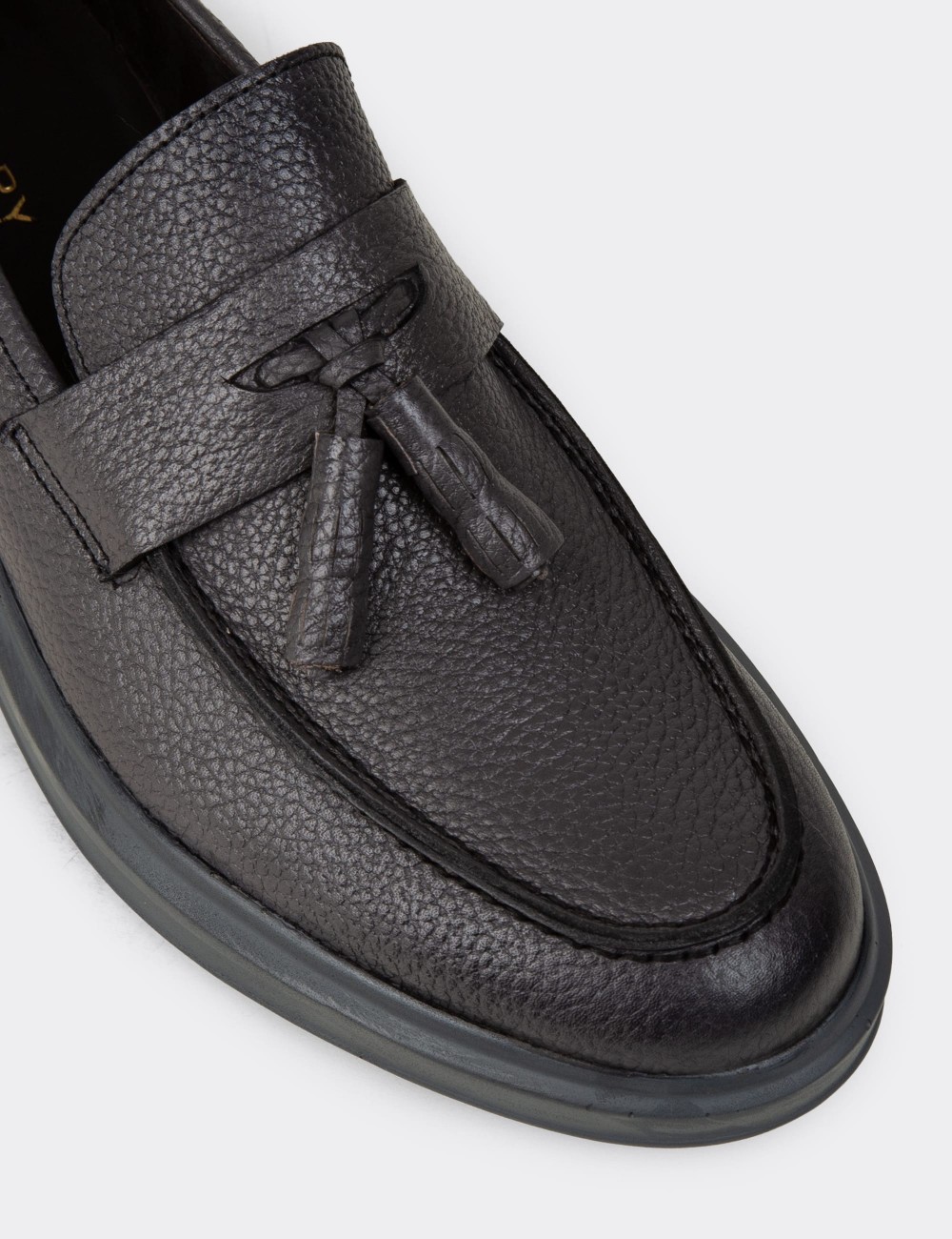 Gray  Leather Loafers - 01587MGRIP04
