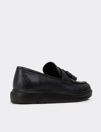 Navy Calfskin Leather Loafers - 01587MLCVP05
