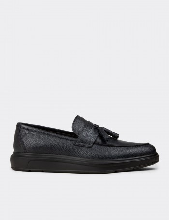 Navy Calfskin Leather Loafers - 01587MLCVP05