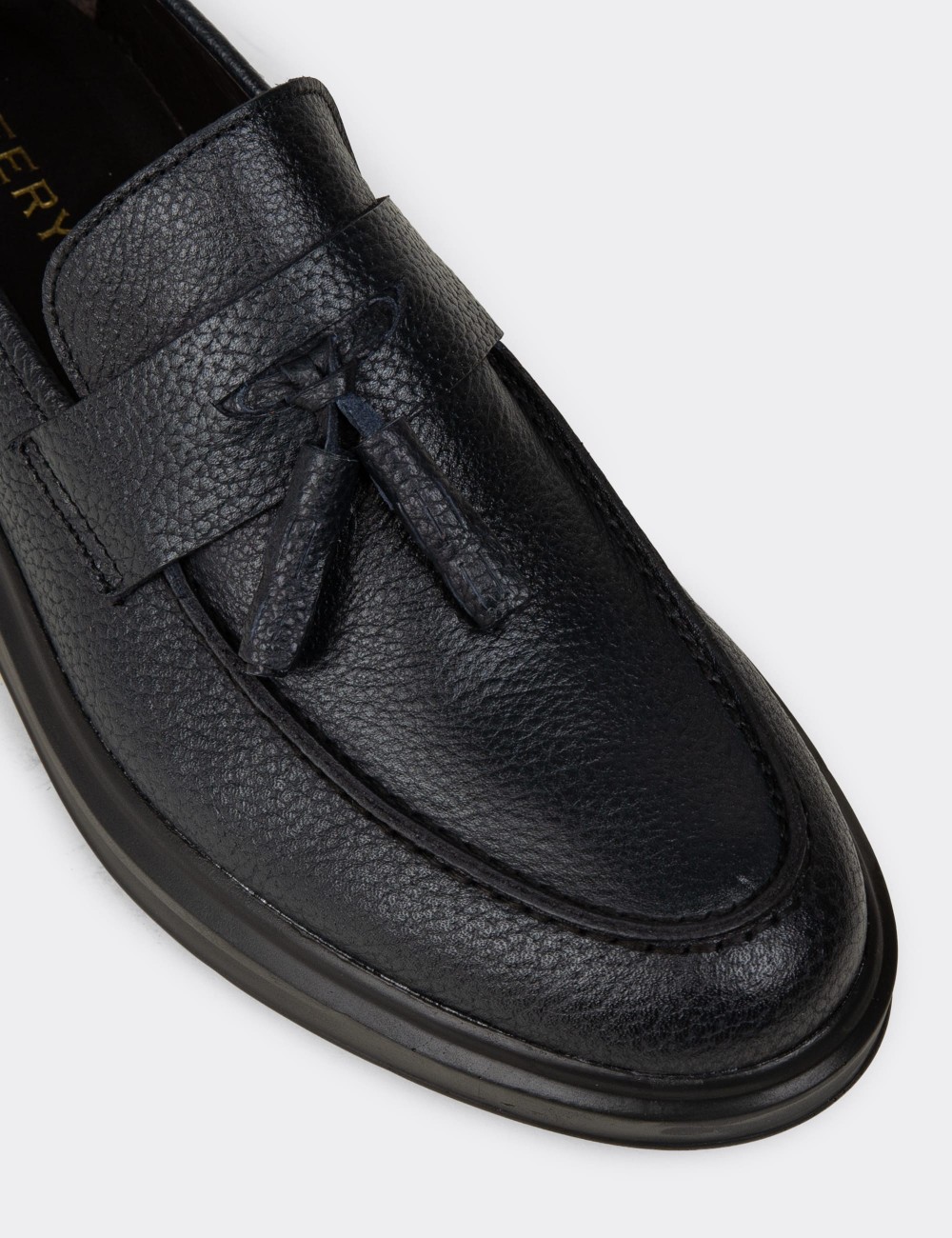 Navy Calfskin Leather Loafers - 01587MLCVP05