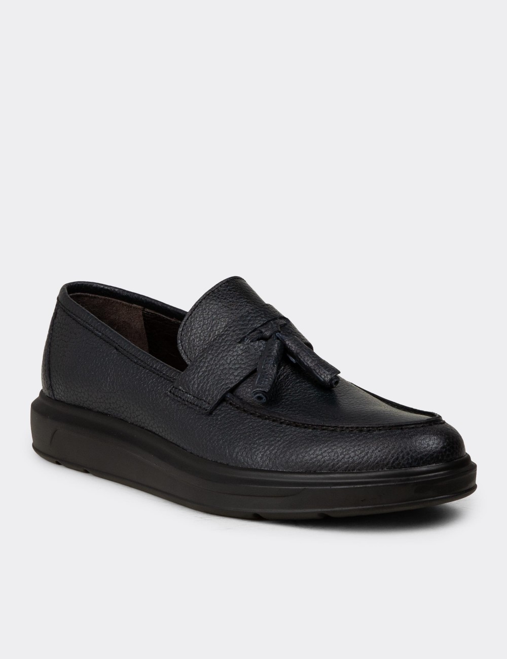 Navy Calfskin Leather Loafers - 01587MLCVP05