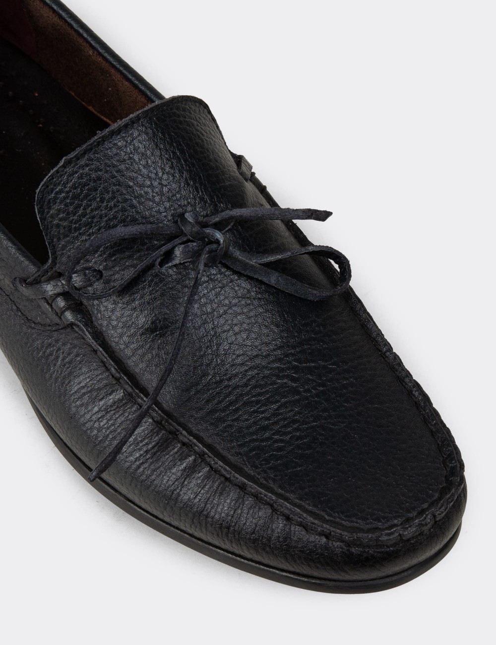 Navy  Leather Driving Shoes - 01647MLCVC04