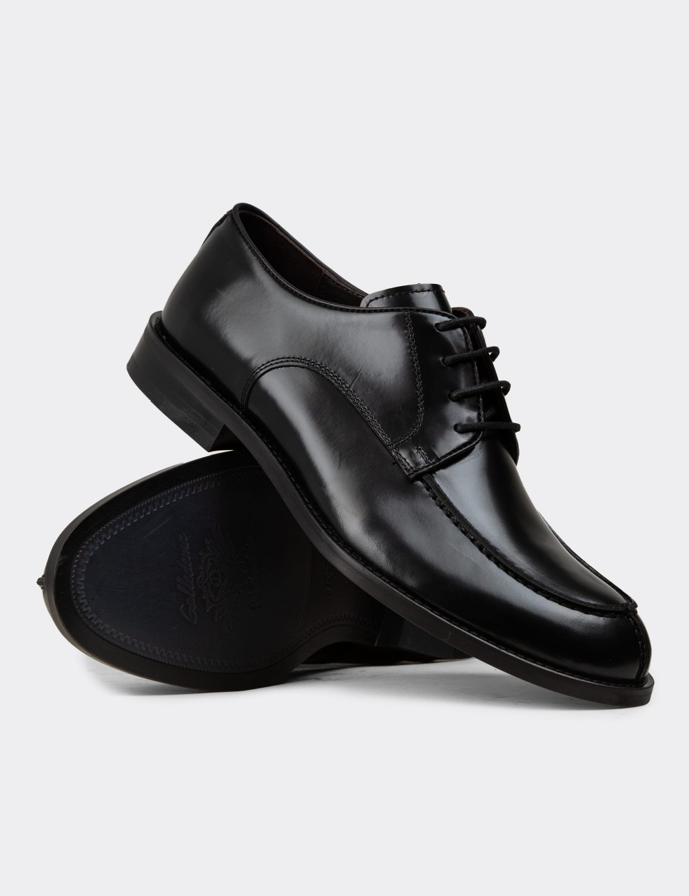 Black  Leather Classic Shoes - 01695MSYHM01