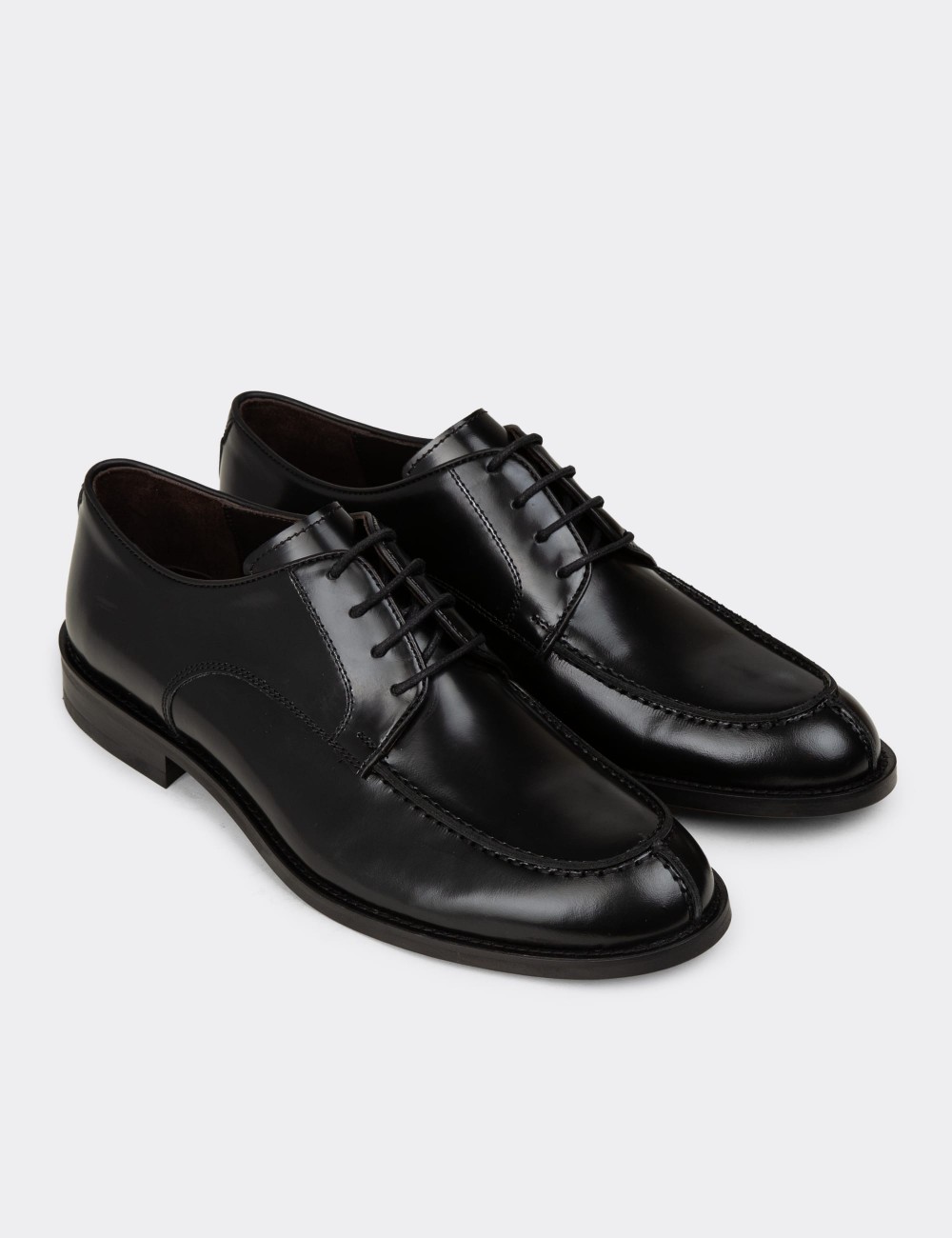 Black  Leather Classic Shoes - 01695MSYHM01
