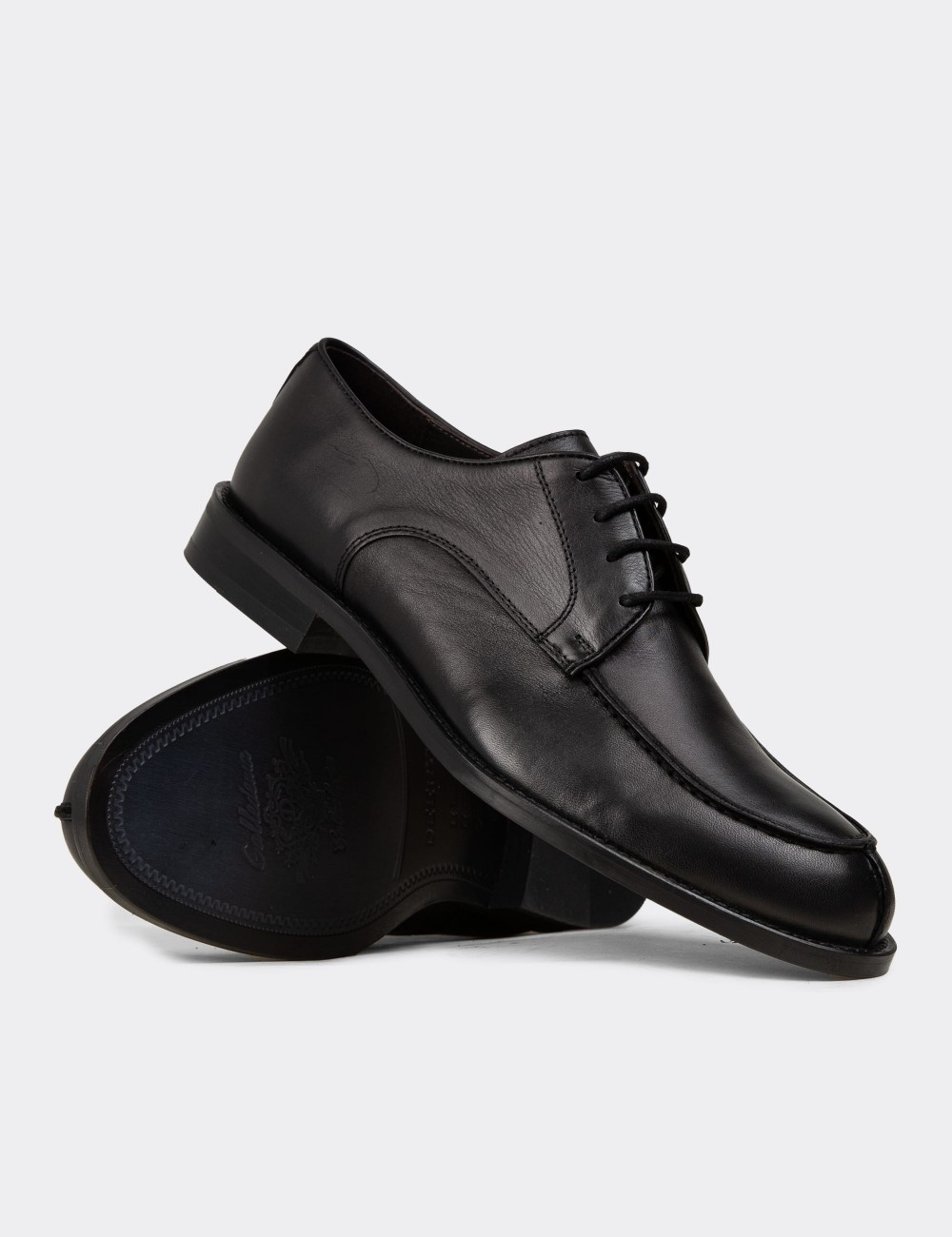 Black  Leather Classic Shoes - 01695MSYHM02