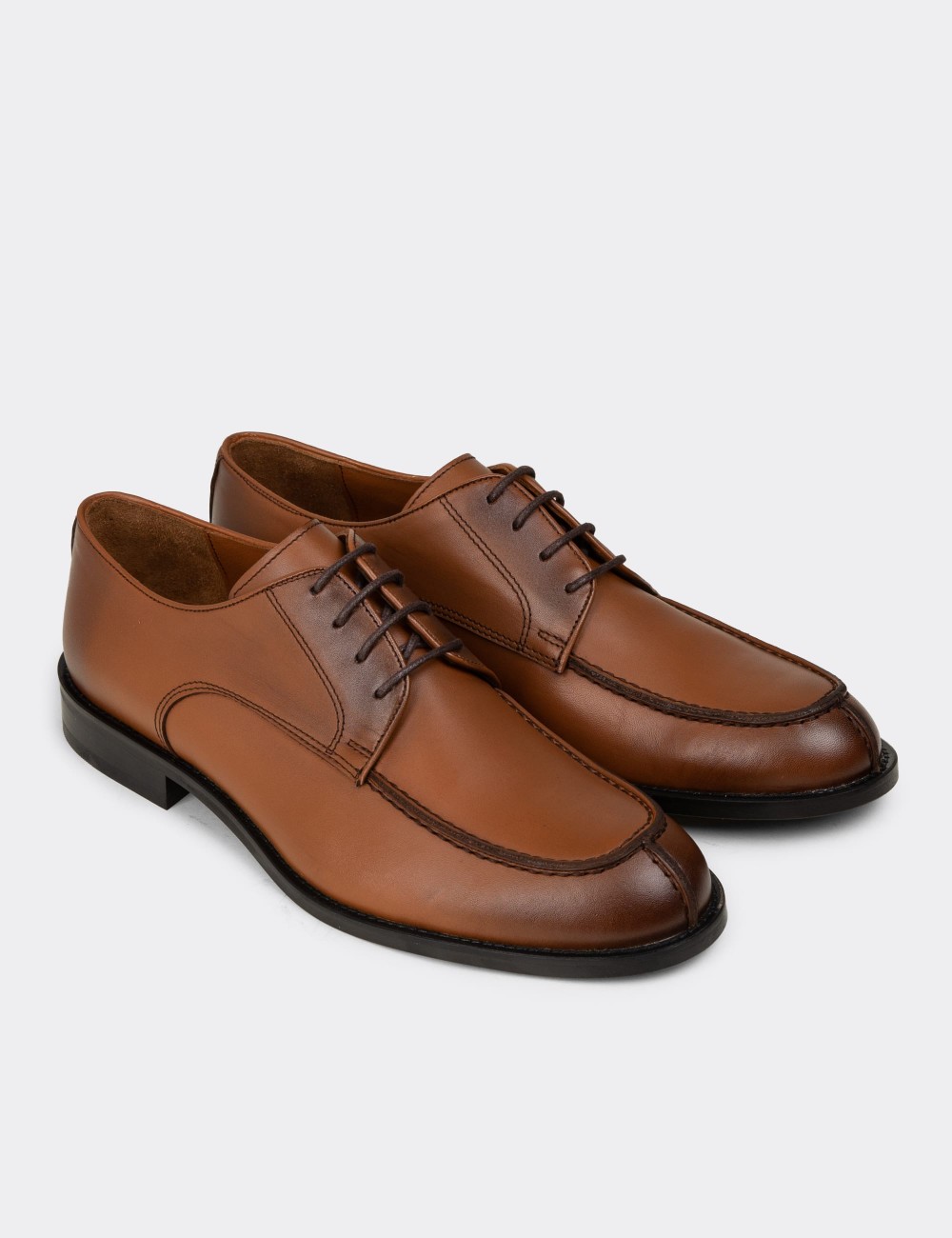 Tan  Leather Classic Shoes - 01695MTBAM01