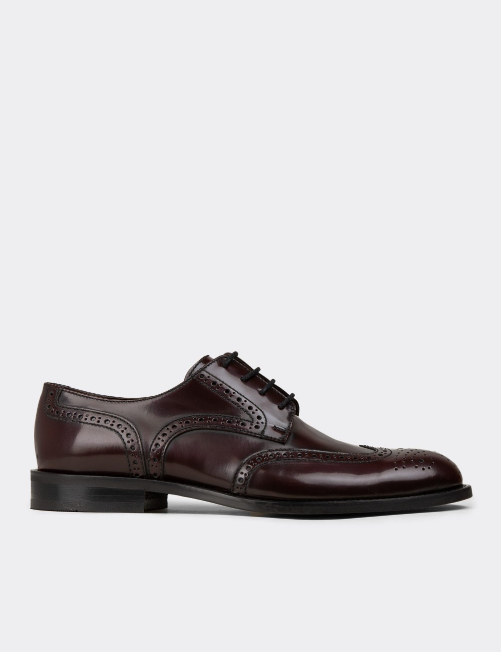 Burgundy  Leather Oxford Shoes - 01696MBRDM01