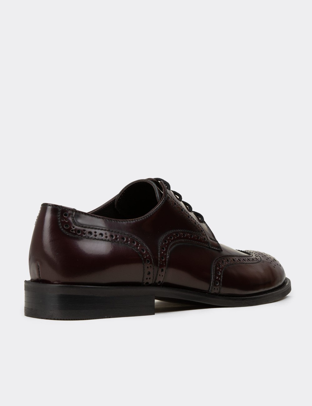 Burgundy  Leather Oxford Shoes - 01696MBRDM01