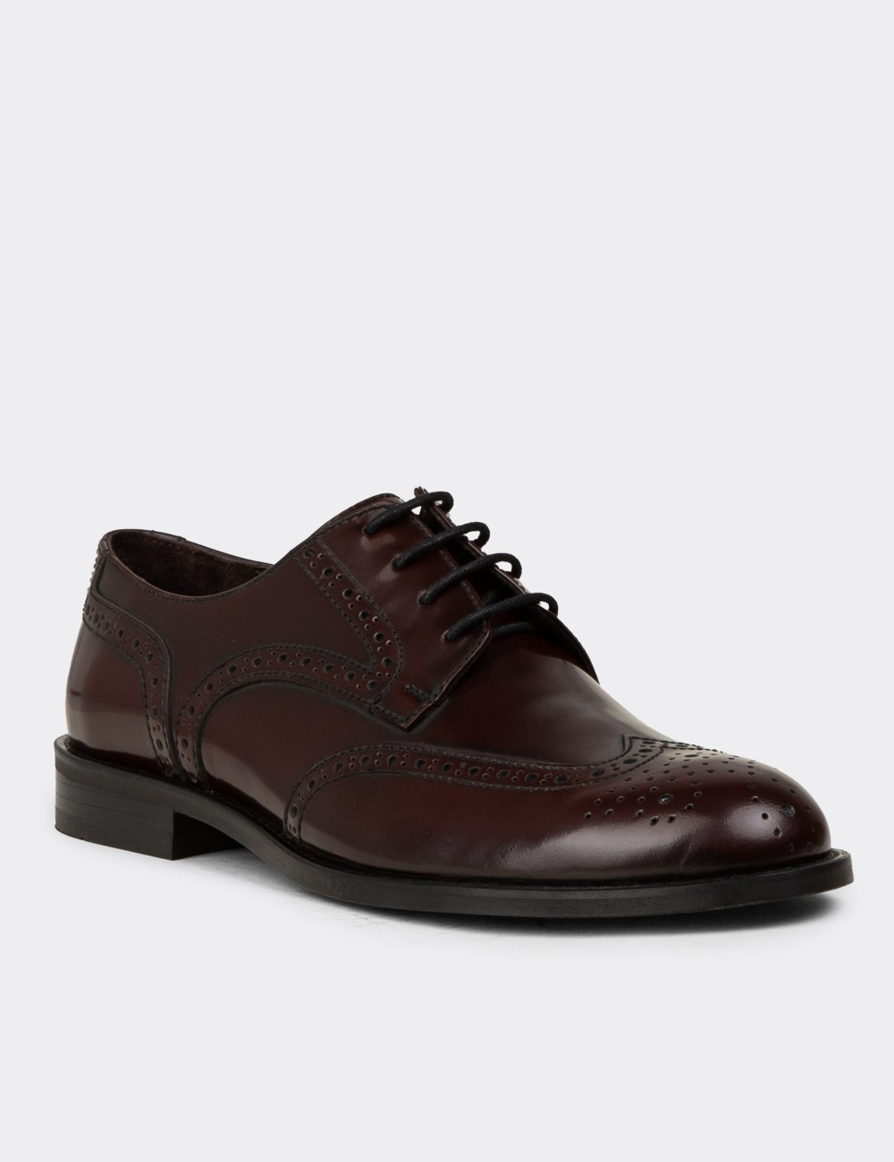 Burgundy  Leather Oxford Shoes - 01696MBRDM01