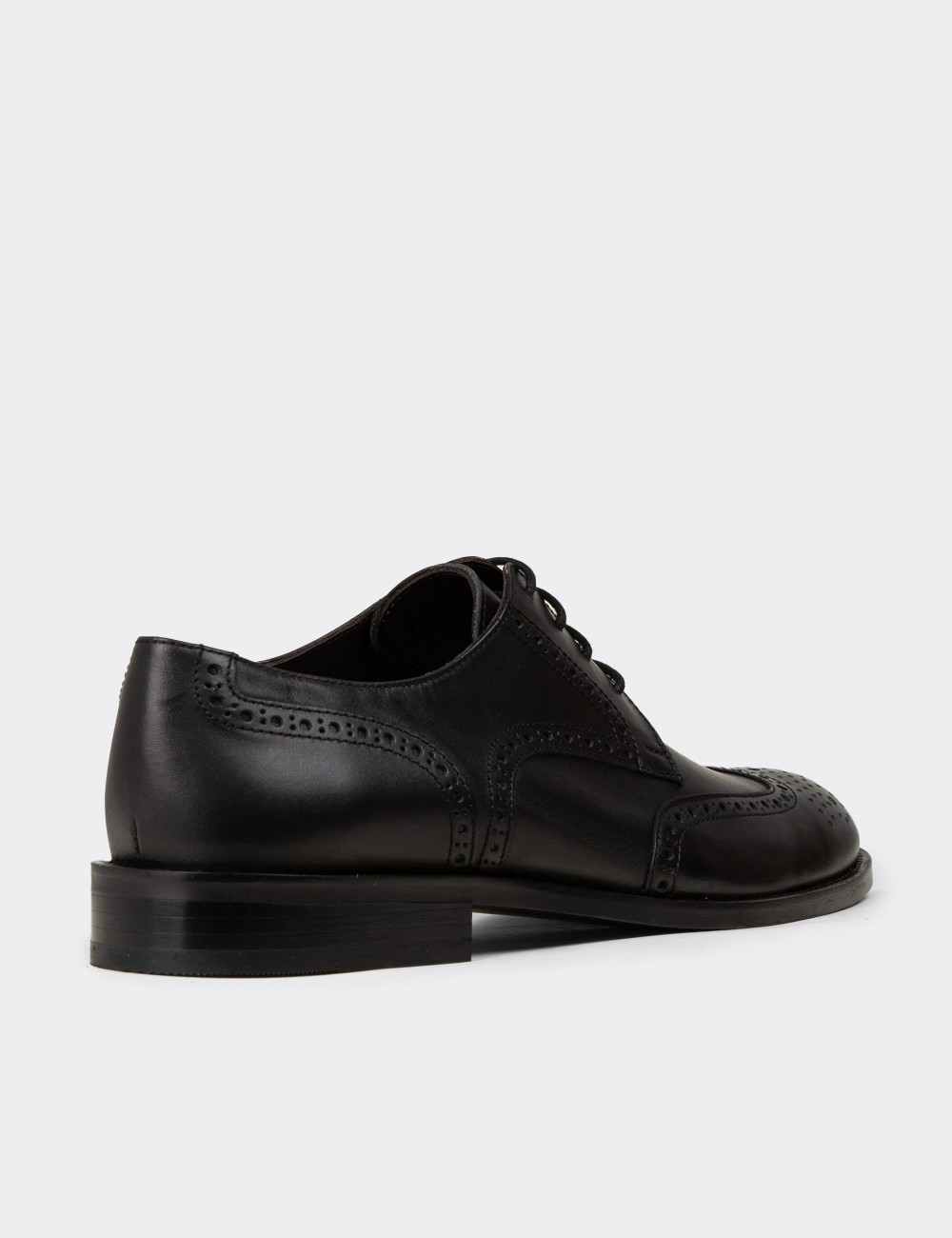 Black  Leather Oxford Shoes - 01696MSYHM01