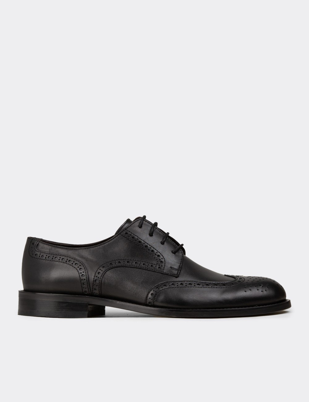 Black  Leather Oxford Shoes - 01696MSYHM01