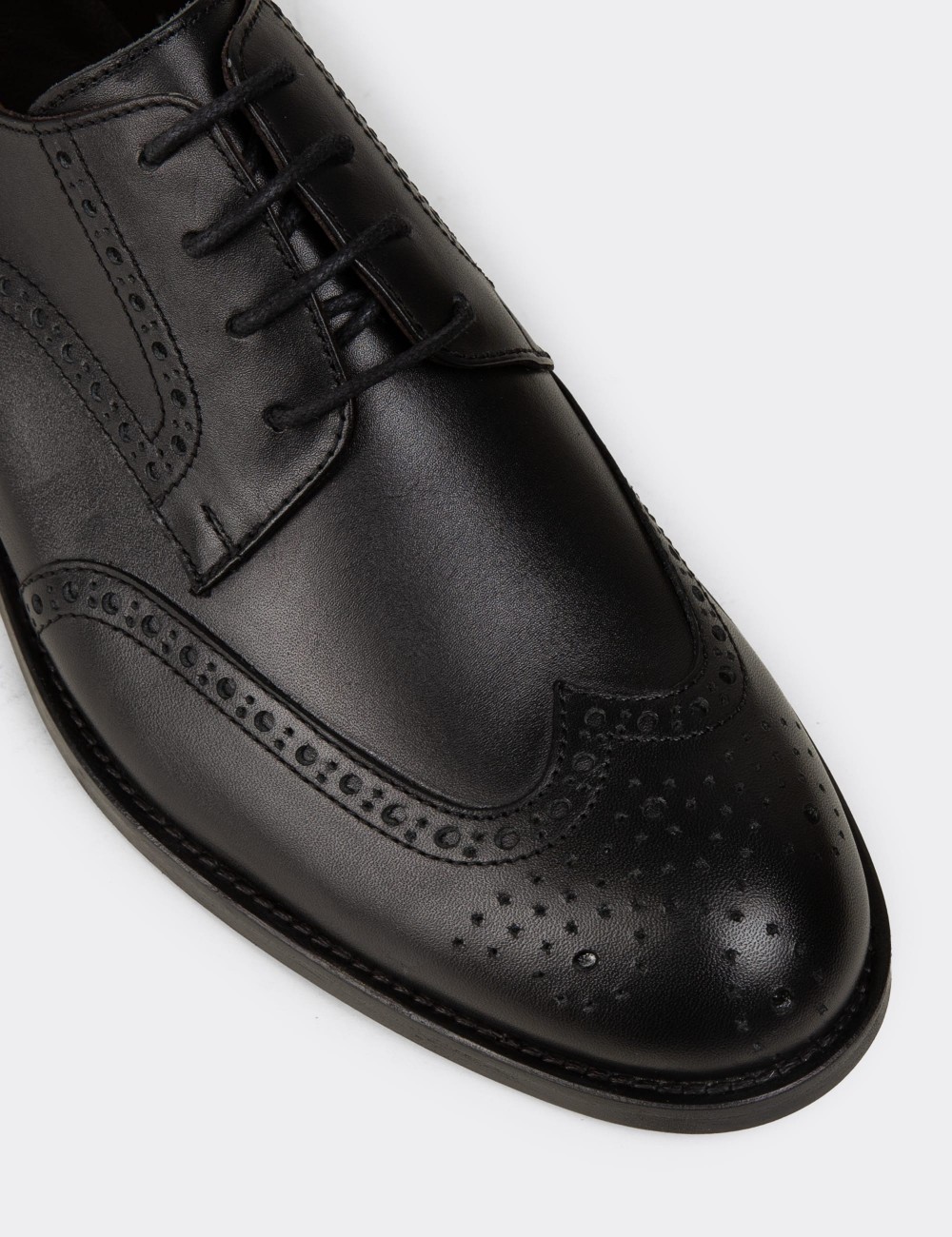 Black  Leather Oxford Shoes - 01696MSYHM01
