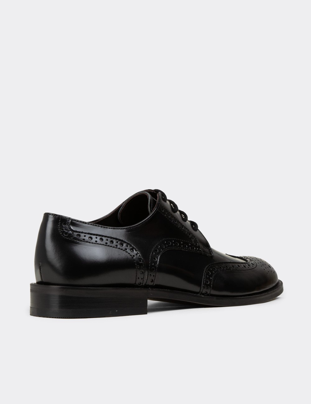 Black  Leather Oxford Shoes - 01696MSYHM02