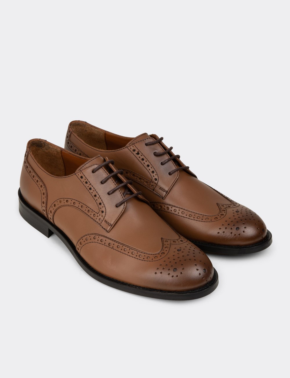 Tan  Leather Classic Shoes - 01696MTBAM01