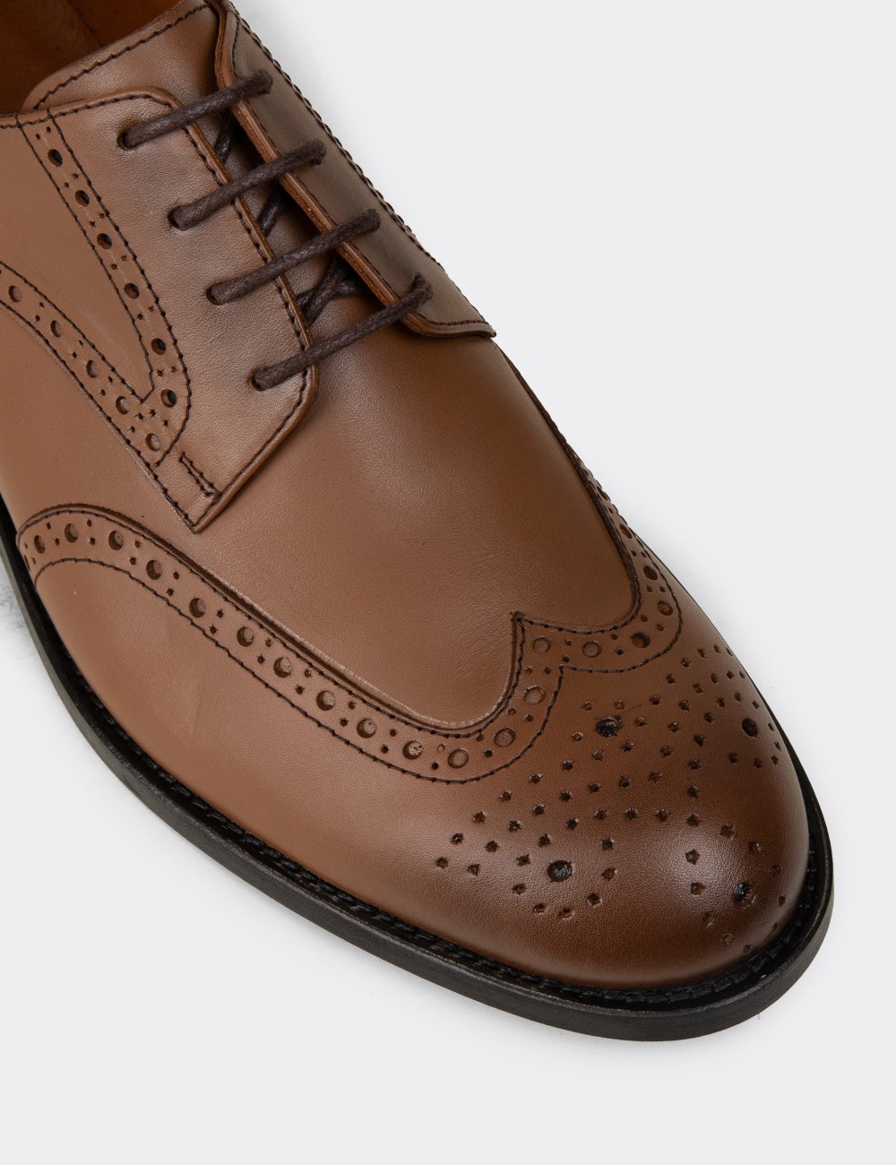 Tan  Leather Classic Shoes - 01696MTBAM01