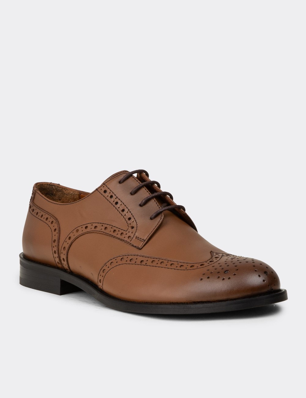 Tan  Leather Classic Shoes - 01696MTBAM01