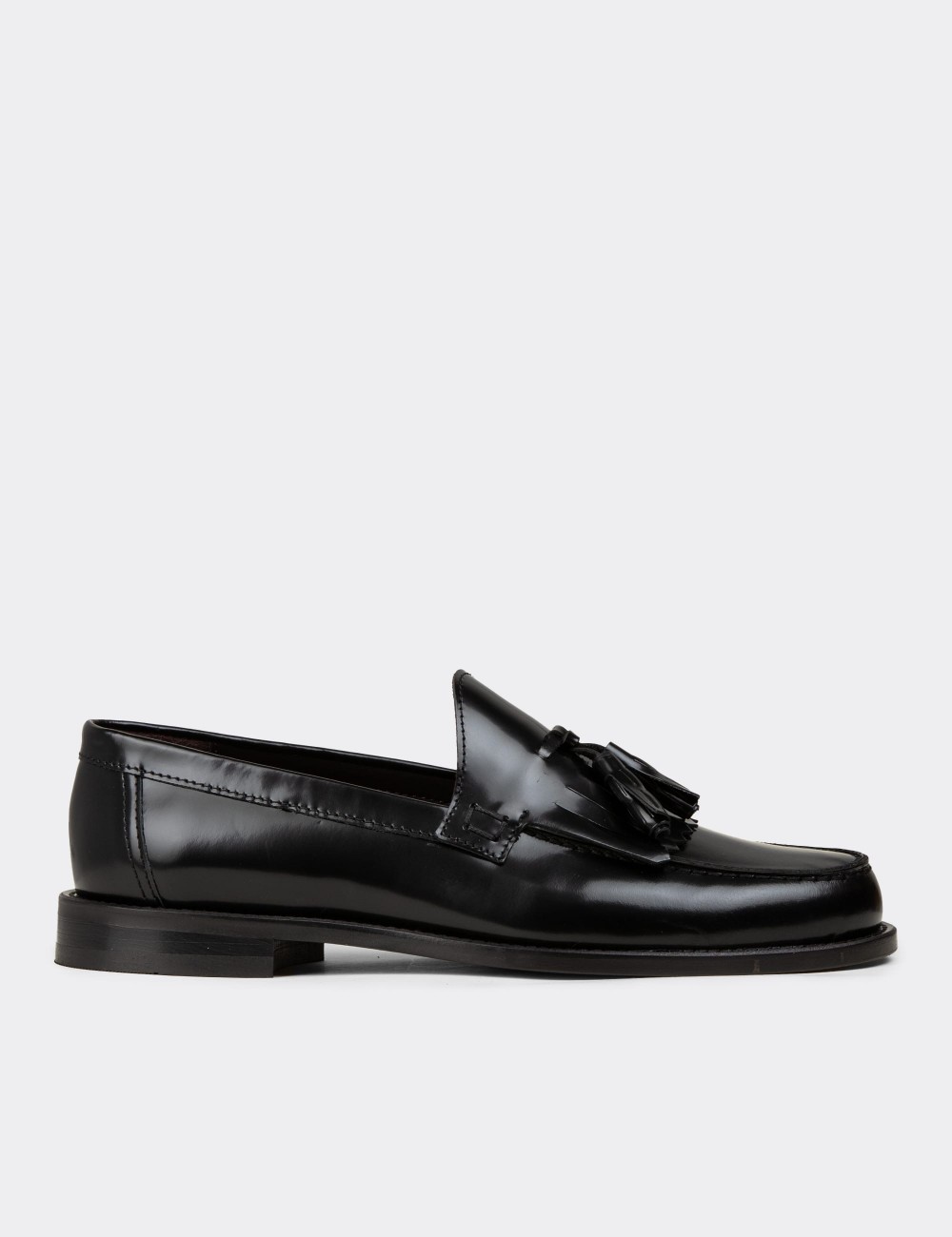 Black  Leather Loafers - 01735MSYHM01