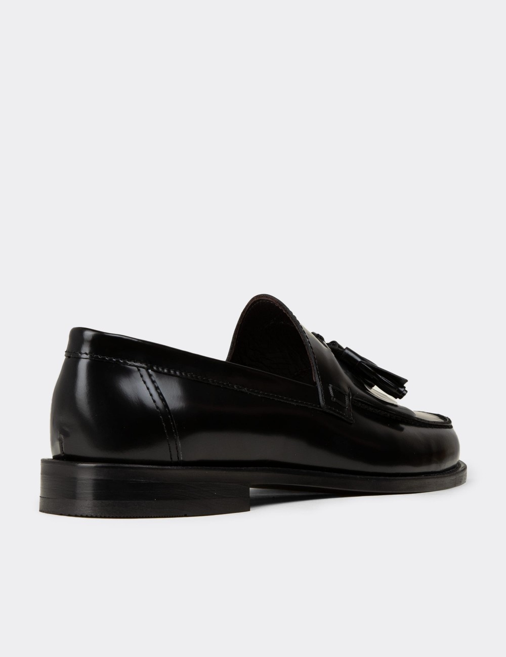 Black  Leather Loafers - 01735MSYHM01