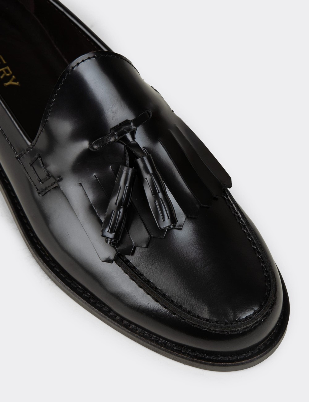 Black  Leather Loafers - 01735MSYHM01