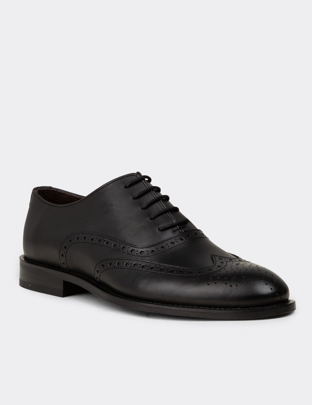 Black  Leather Oxford Formal Shoe - 01785MSYHM03