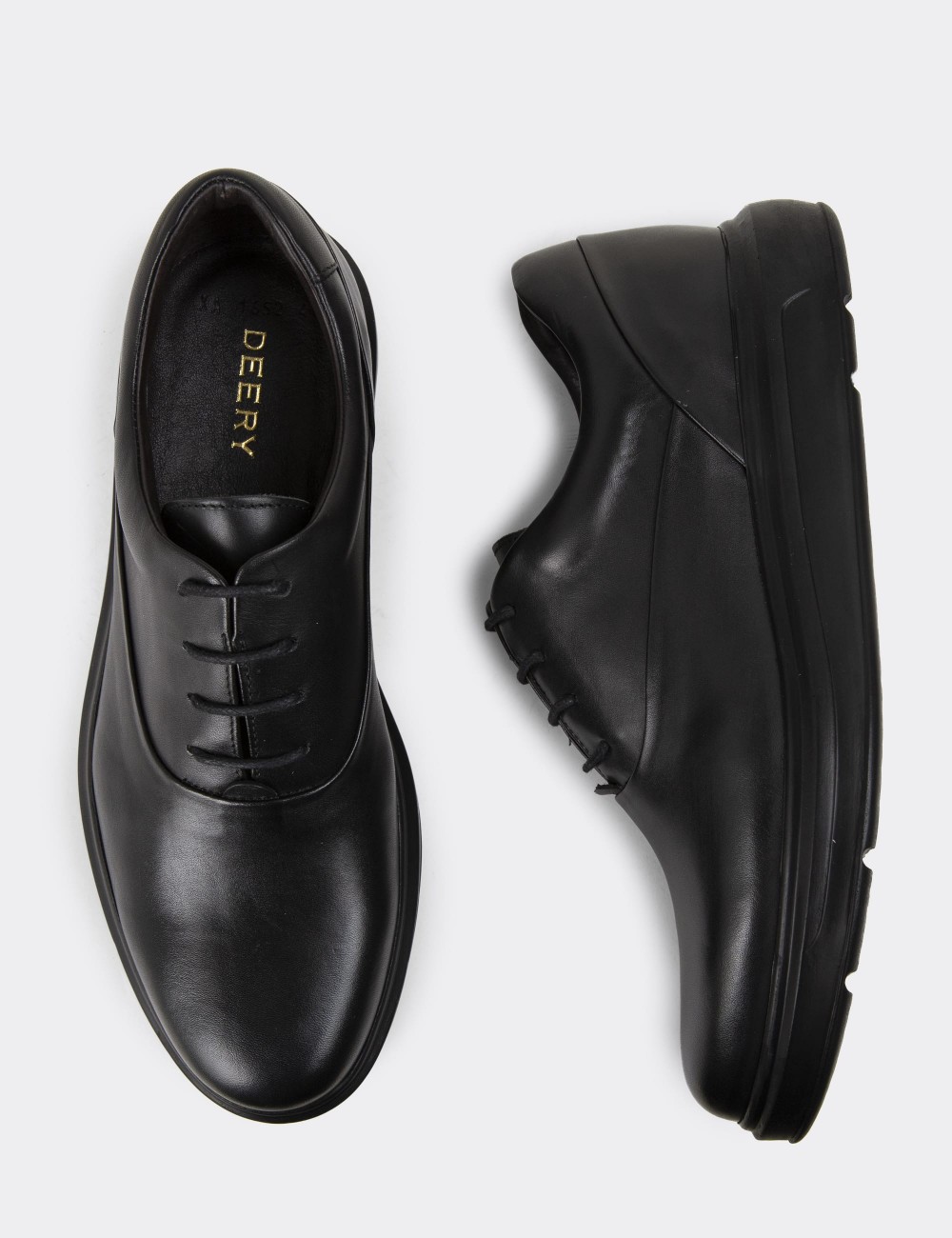 Black  Leather Lace-up Shoes - 01652MSYHP18