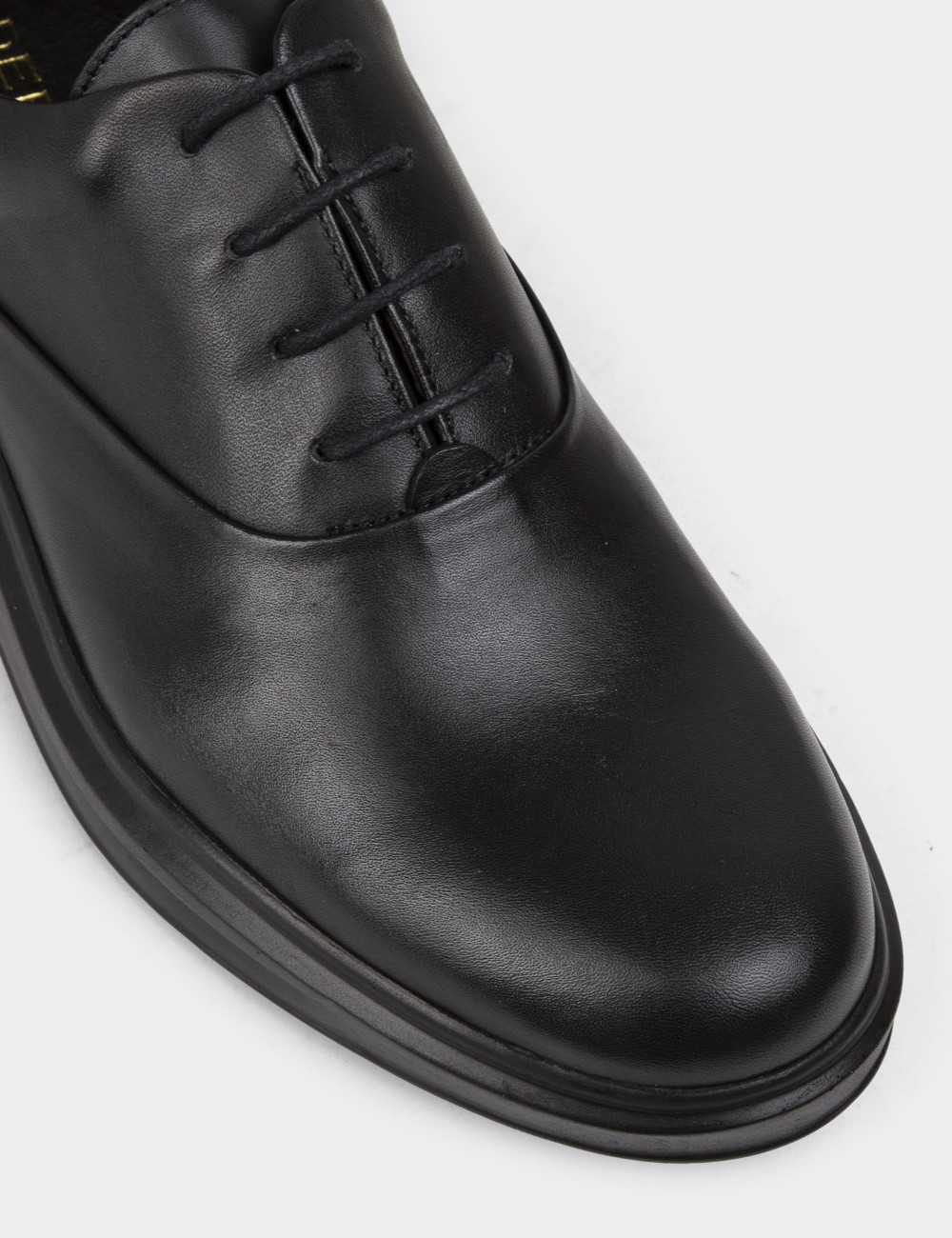 Black  Leather Lace-up Shoes - 01652MSYHP18