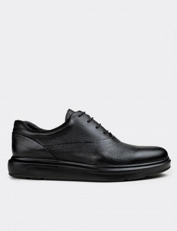 Black  Leather Lace-up Shoes - 01652MSYHP16