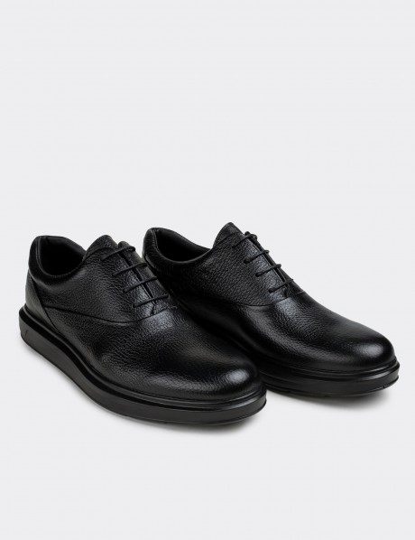 Black  Leather Lace-up Shoes