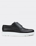 Black  Leather Lace-up Shoes