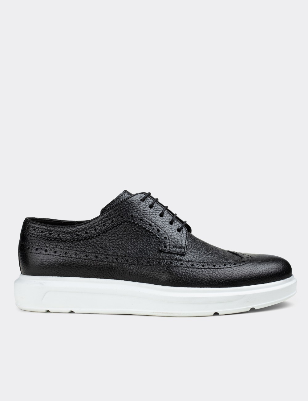 Black  Leather Lace-up Shoes - 01293MSYHP08