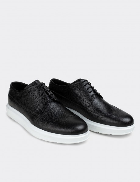 Black  Leather Lace-up Shoes