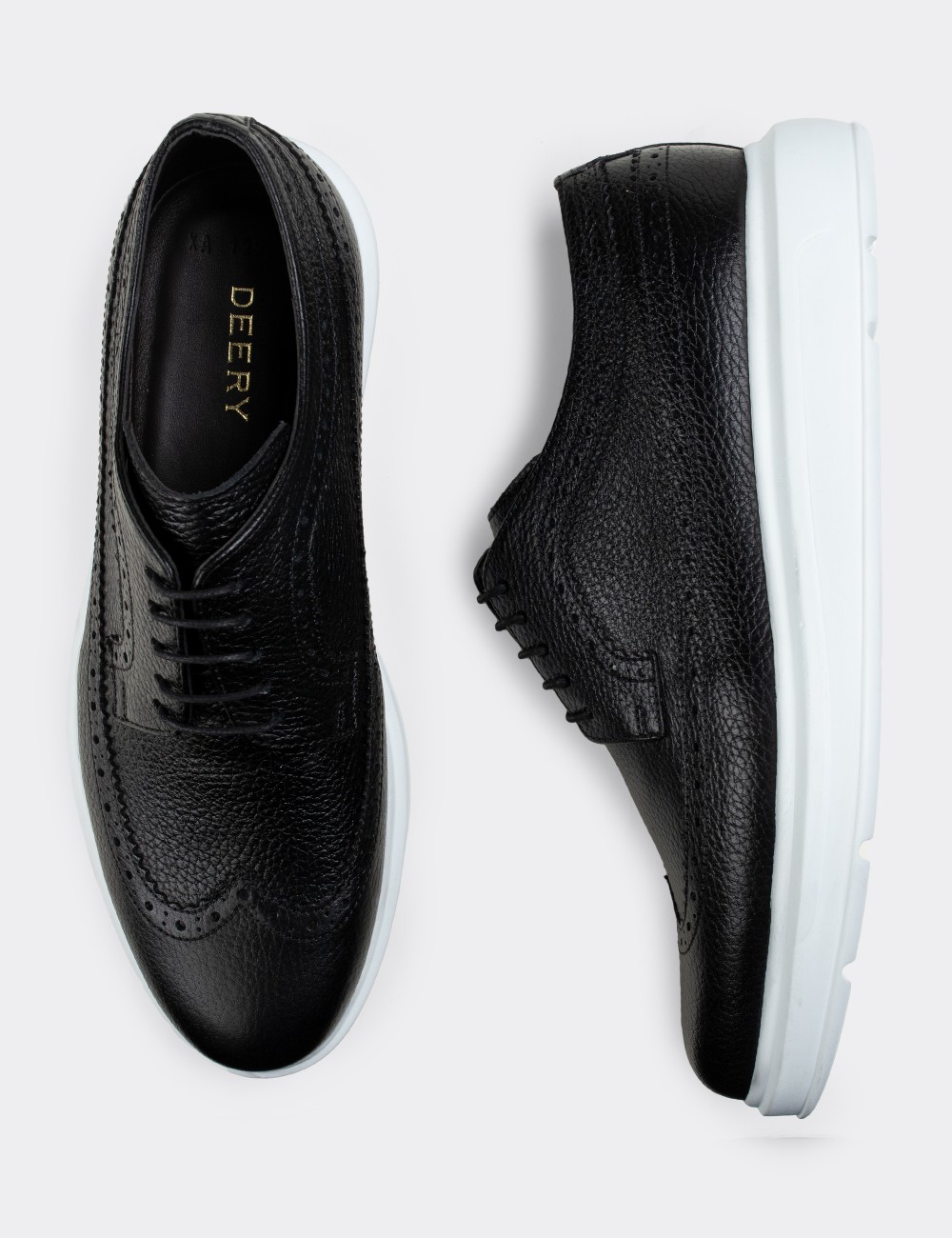 Black  Leather Lace-up Shoes - 01293MSYHP08