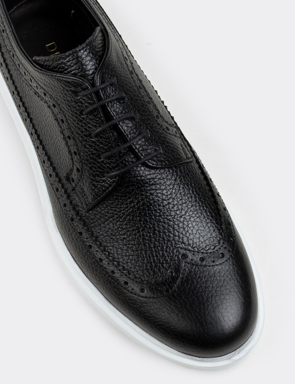 Black  Leather Lace-up Shoes - 01293MSYHP08