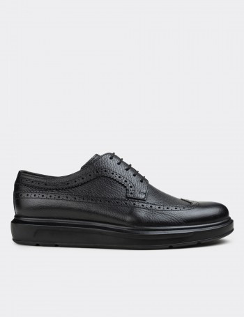 Black  Leather Comfort Lace-up Shoes - 01293MSYHP09
