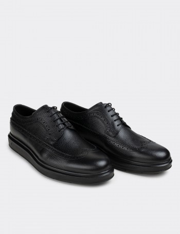 Black  Leather Comfort Lace-up Shoes - 01293MSYHP09