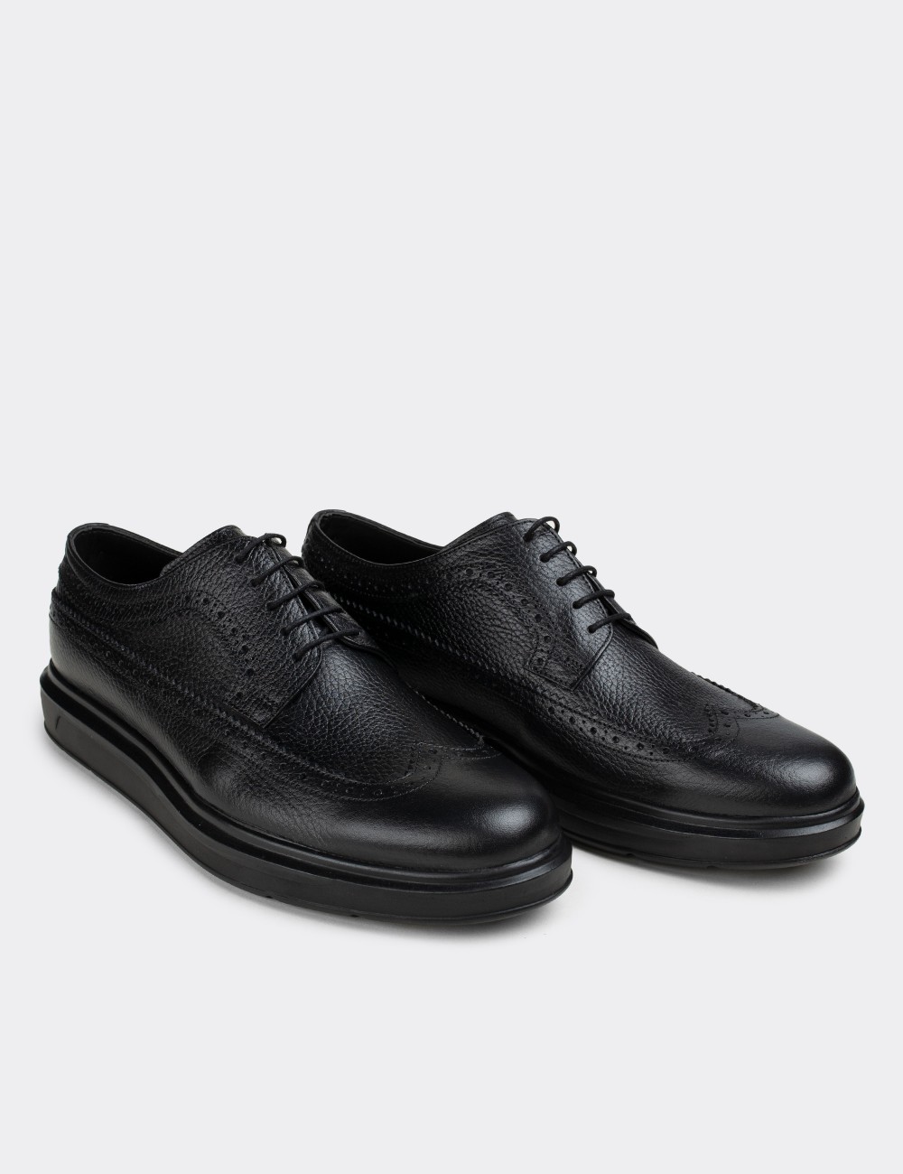 Black  Leather Comfort Lace-up Shoes - 01293MSYHP09