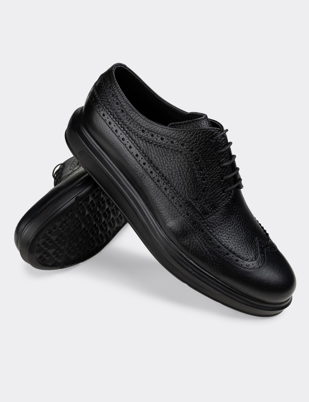 Black  Leather Comfort Lace-up Shoes - 01293MSYHP09