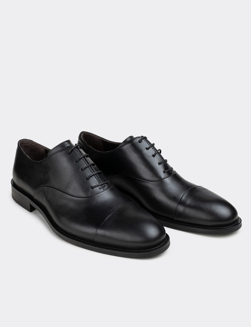 Black  Leather Classic Shoes - 01026MSYHN01