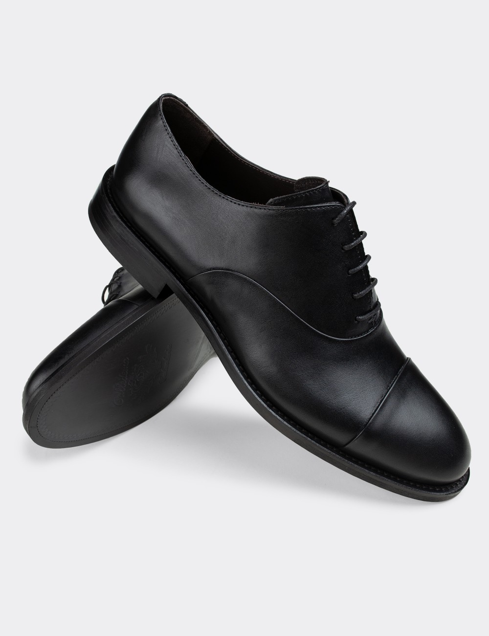 Black  Leather Classic Shoes - 01026MSYHN01