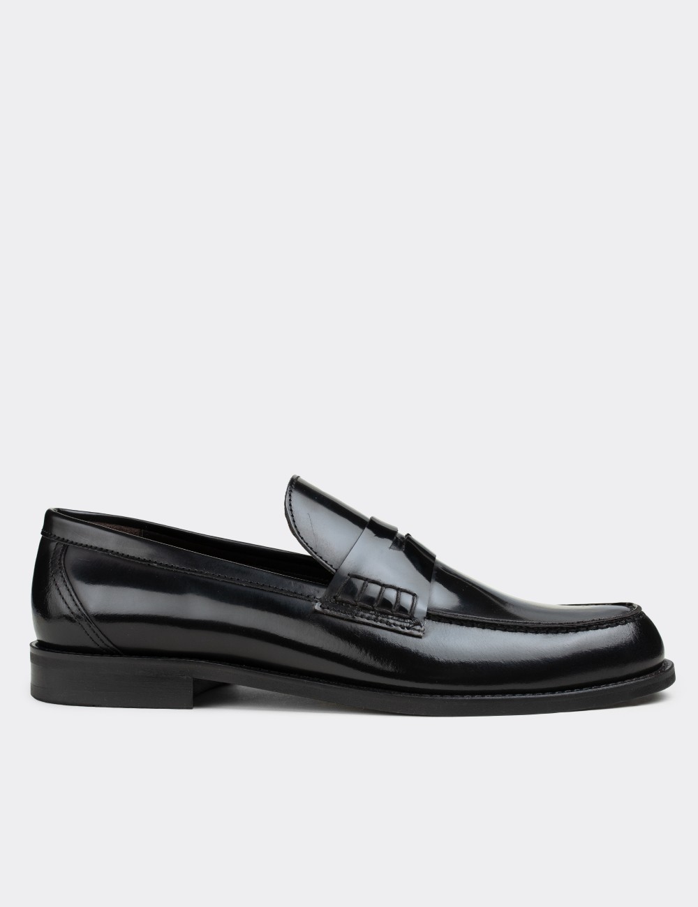 Black  Leather Loafers - 01538MSYHN01