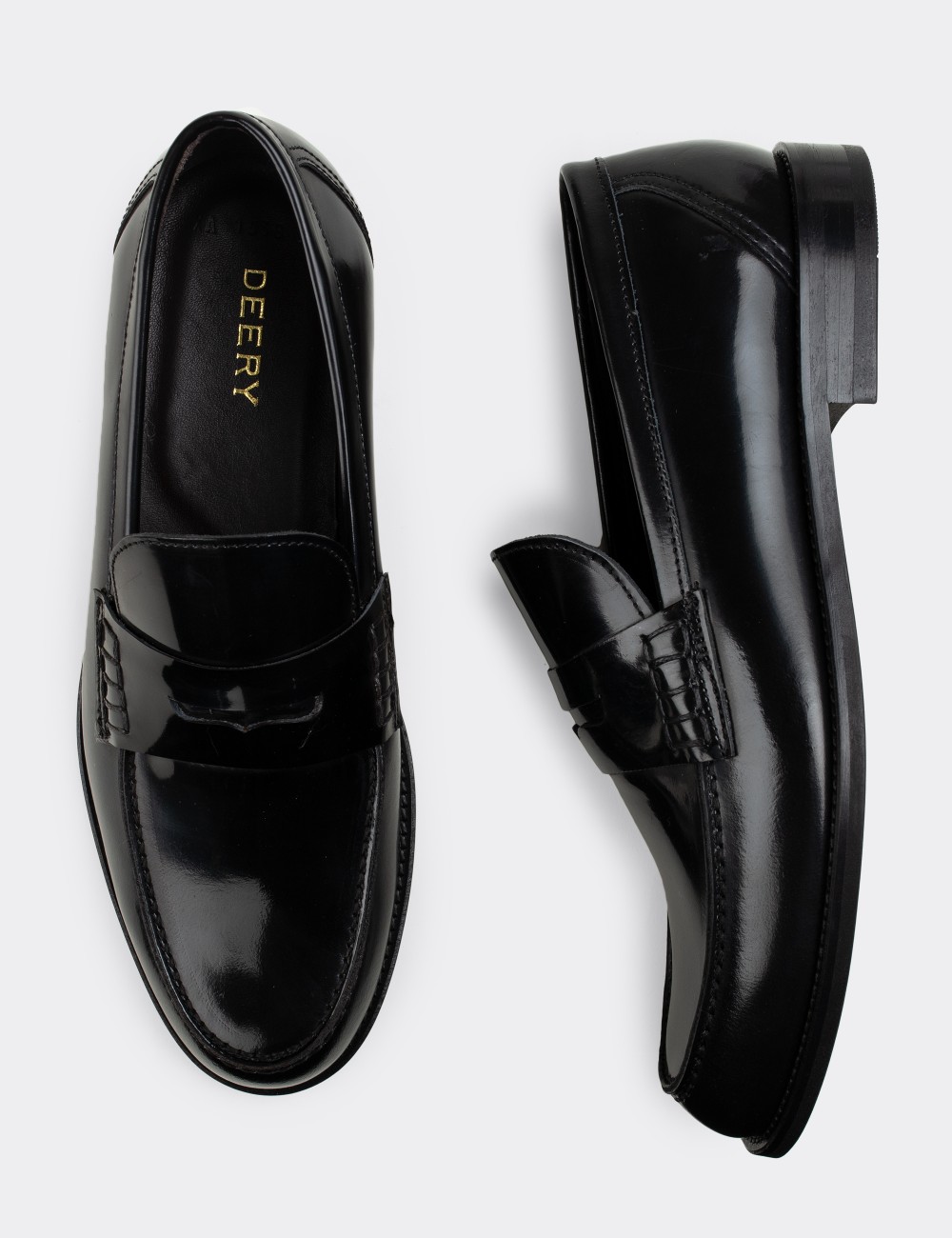 Black  Leather Loafers - 01538MSYHN01