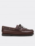 Brown  Leather Marine Shoes