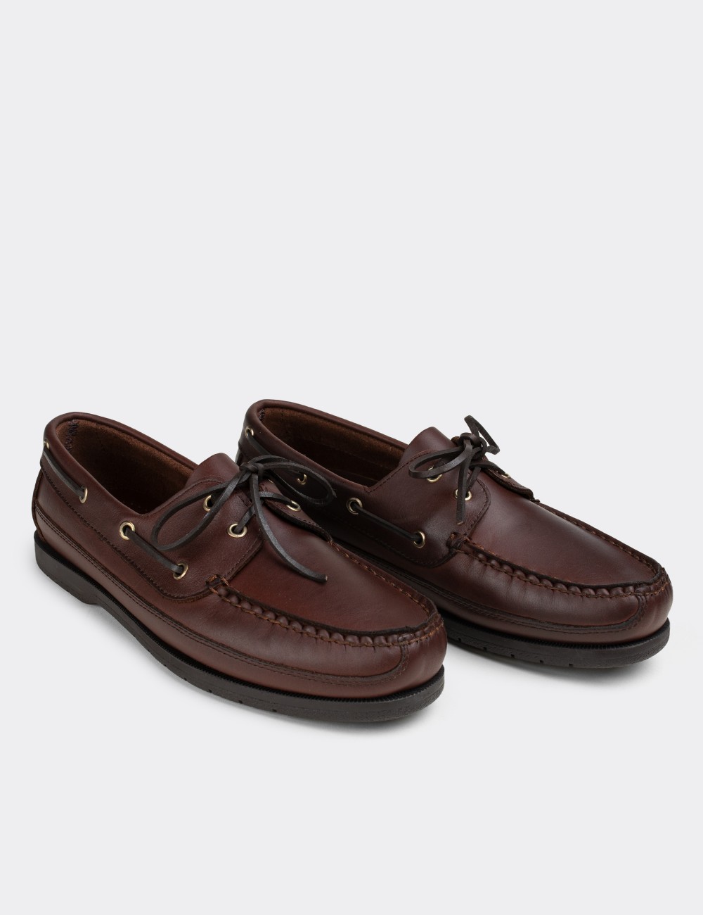 Brown  Leather Marine Shoes - 01543MKHVC01