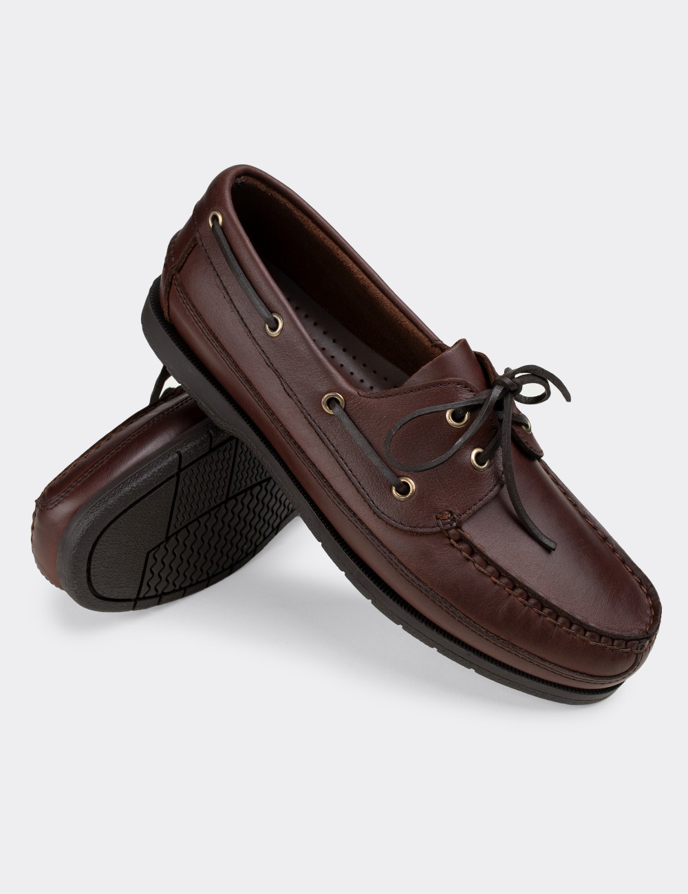Brown  Leather Marine Shoes - 01543MKHVC01