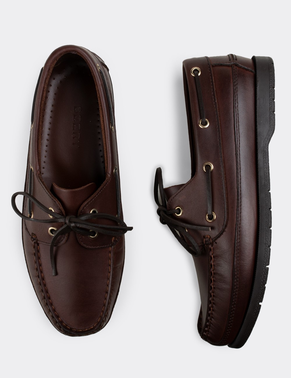 Brown  Leather Marine Shoes - 01543MKHVC01