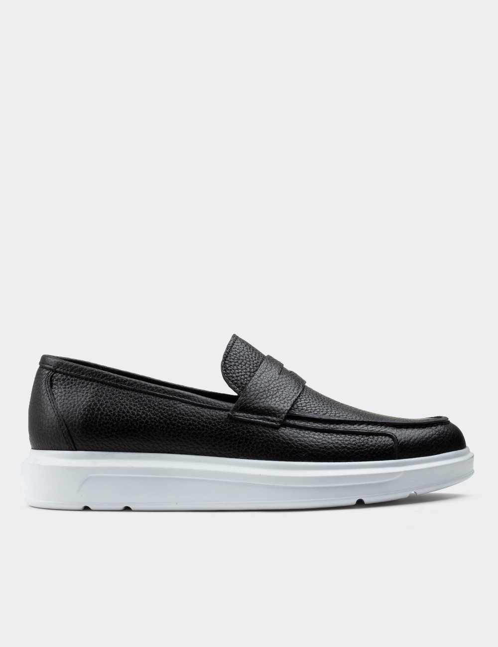 Black  Leather Loafers - 01564MSYHP04