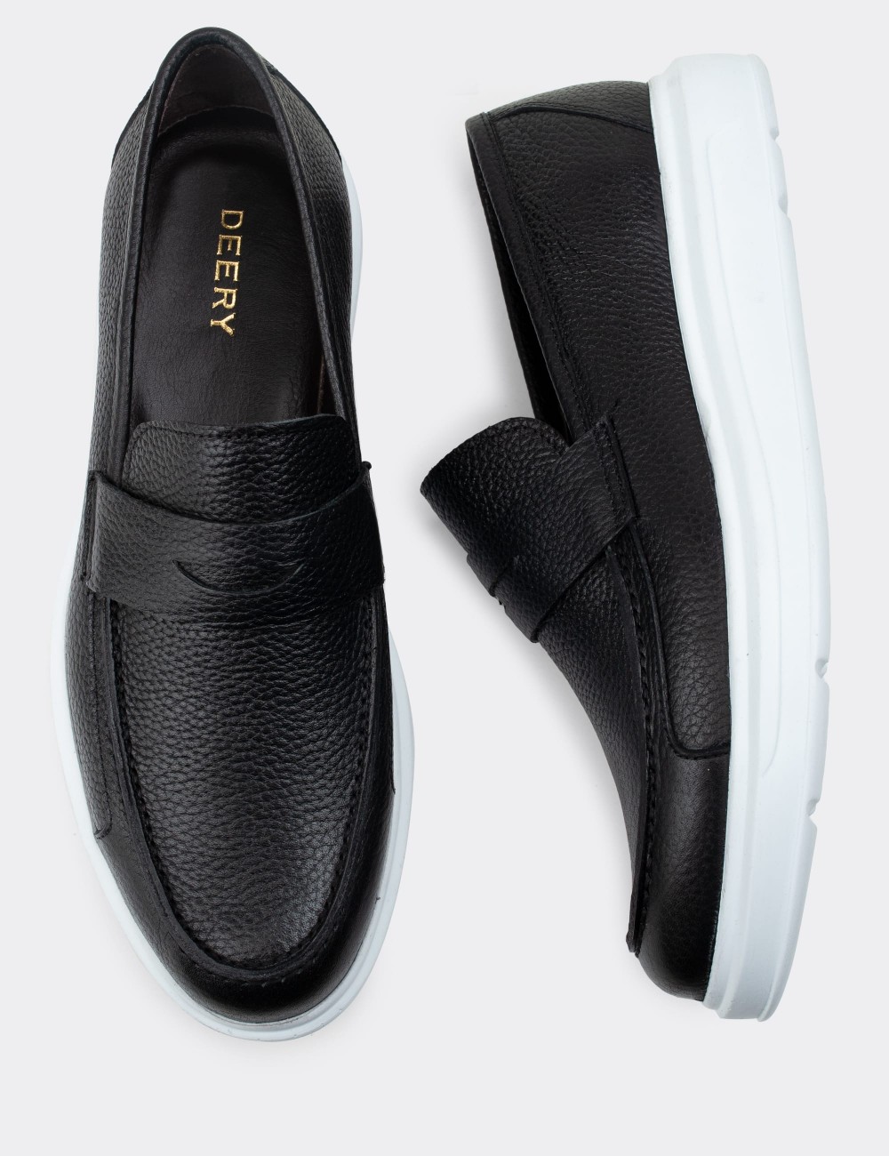 Black  Leather Loafers - 01564MSYHP04
