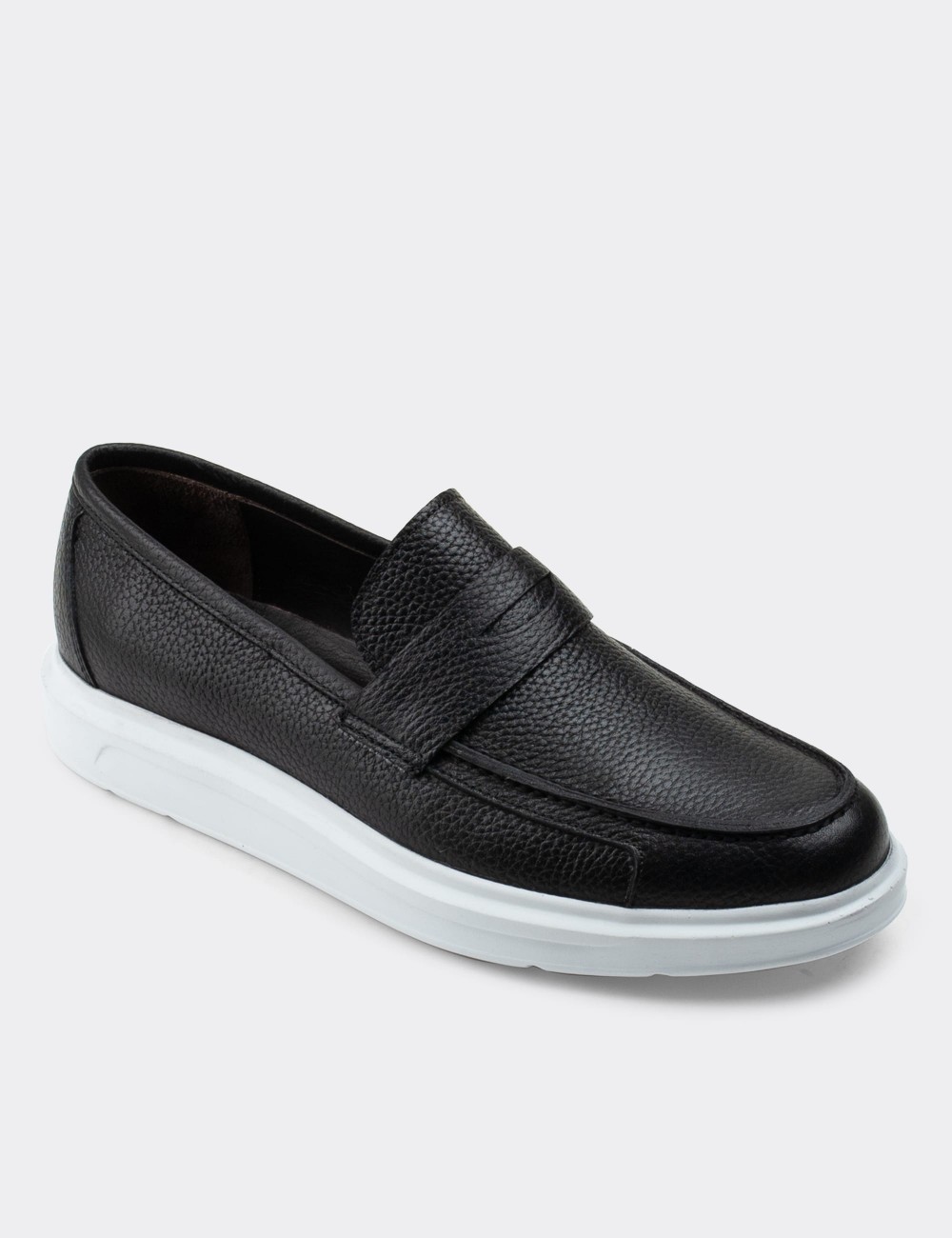 Black  Leather Loafers - 01564MSYHP04