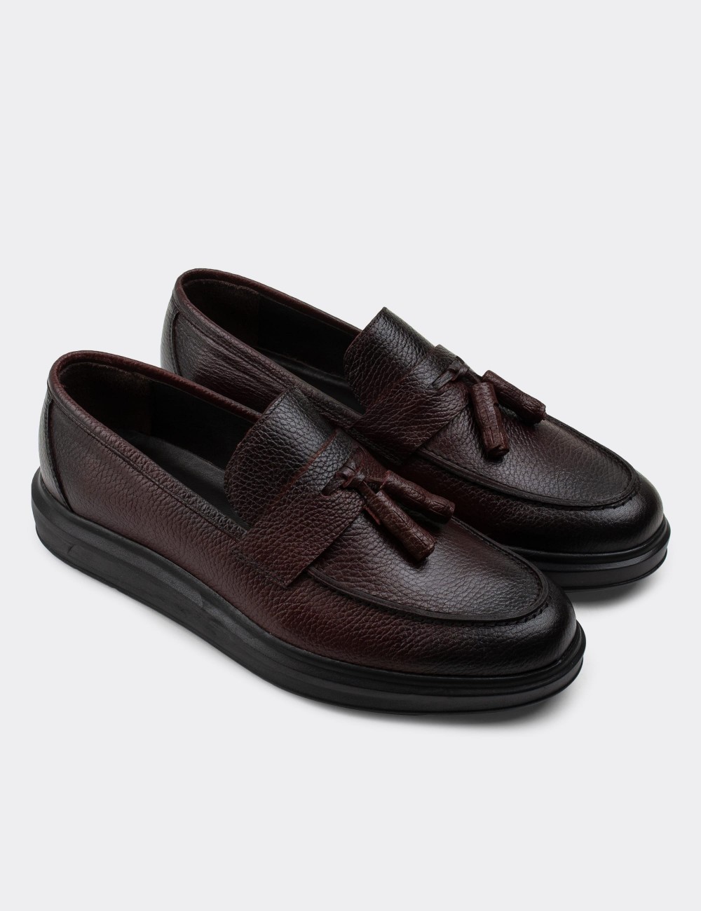 Burgundy  Leather Loafers - 01587MBRDP03