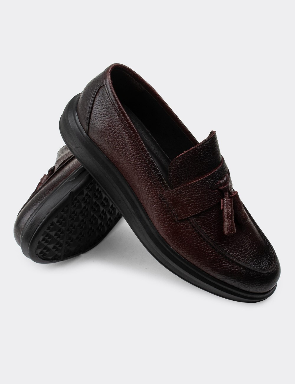 Burgundy  Leather Loafers - 01587MBRDP03